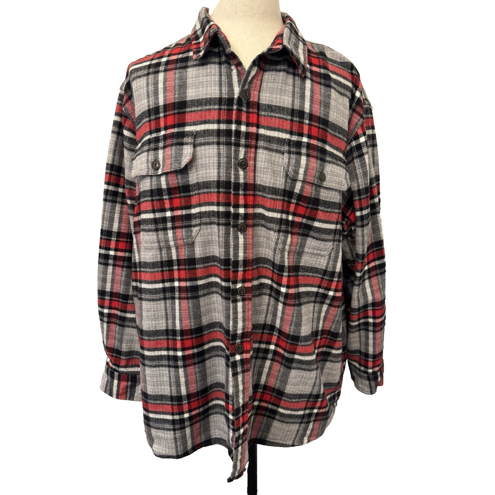 Red Head Men’s Flannel Shirt 3XL Black Red White Plaid Long Sleeve